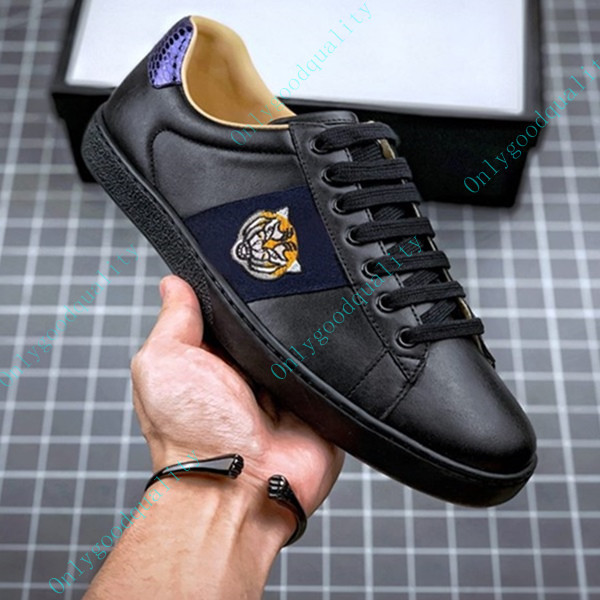 Men Women Casual Shoes Flat Platform Snake Top Quality Chaussures Leather Sneakers Ace Bee Embroidery Stripes Walking Sports Shoe
