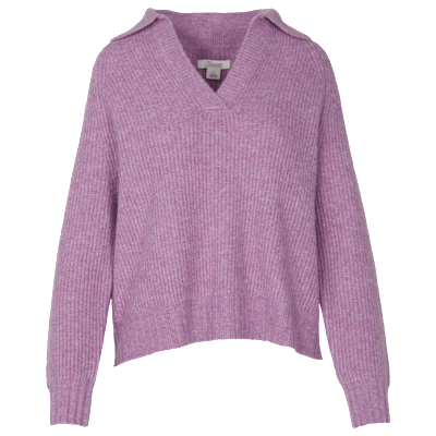 Natural Reflections Caspian Collared Long-Sleeve Sweater - Valerian Heather - S