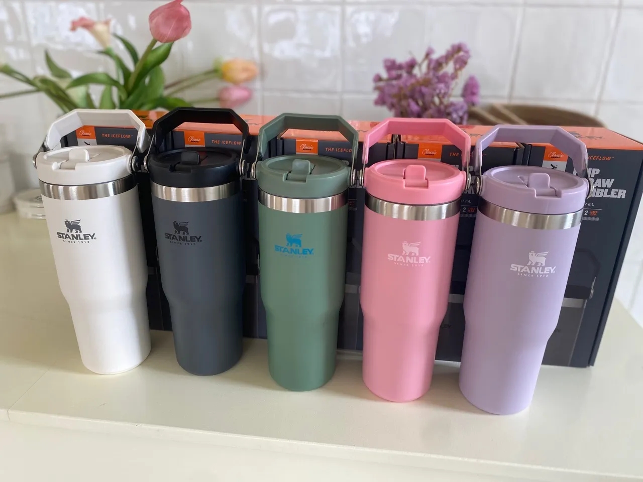 New Stanley 30oz Mugs Water Bottles Flip Cups Stainless Steel Tumblers Outdoor Car Mugs Reusable Leakproof Cup With LOGO