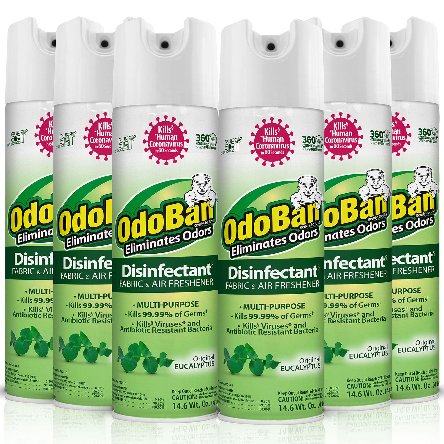 OdoBan Disinfectant Spray, 14.6 oz./can, 6 pk. - Eucalyptus:- Eucalyptus