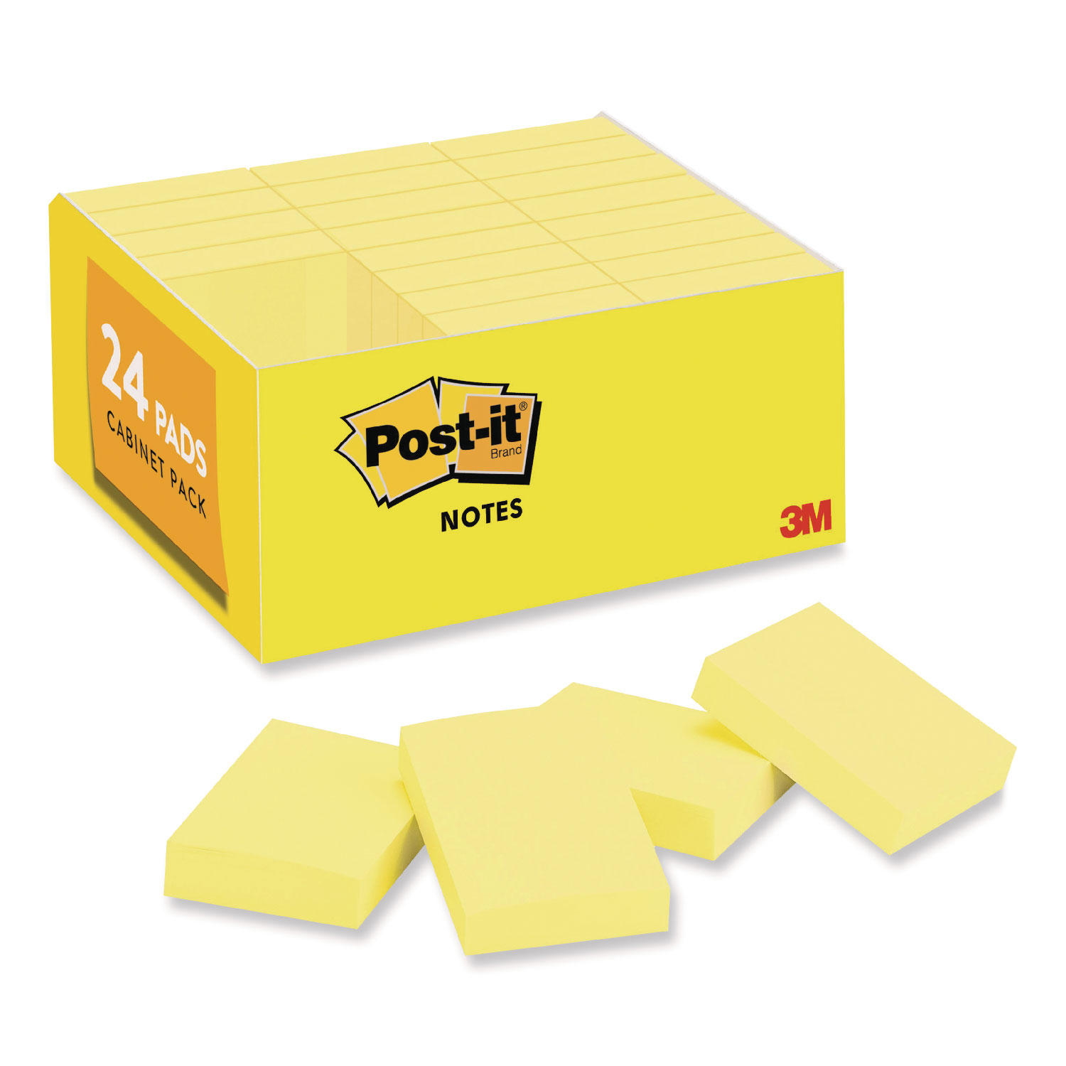 Post-it Notes Original Pads in Canary Yellow, Value Pack, 1.38' x 1.88', 100 Sheets/Pad, 24 Pads/Pack