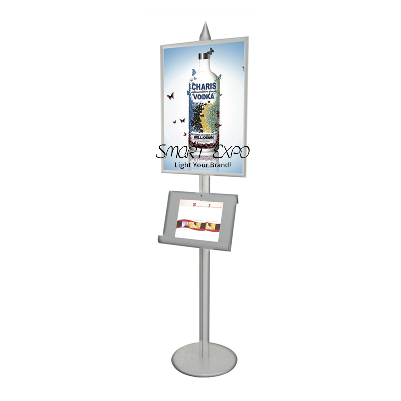 Poster Stand Advertising Display with Literature Tray Holder