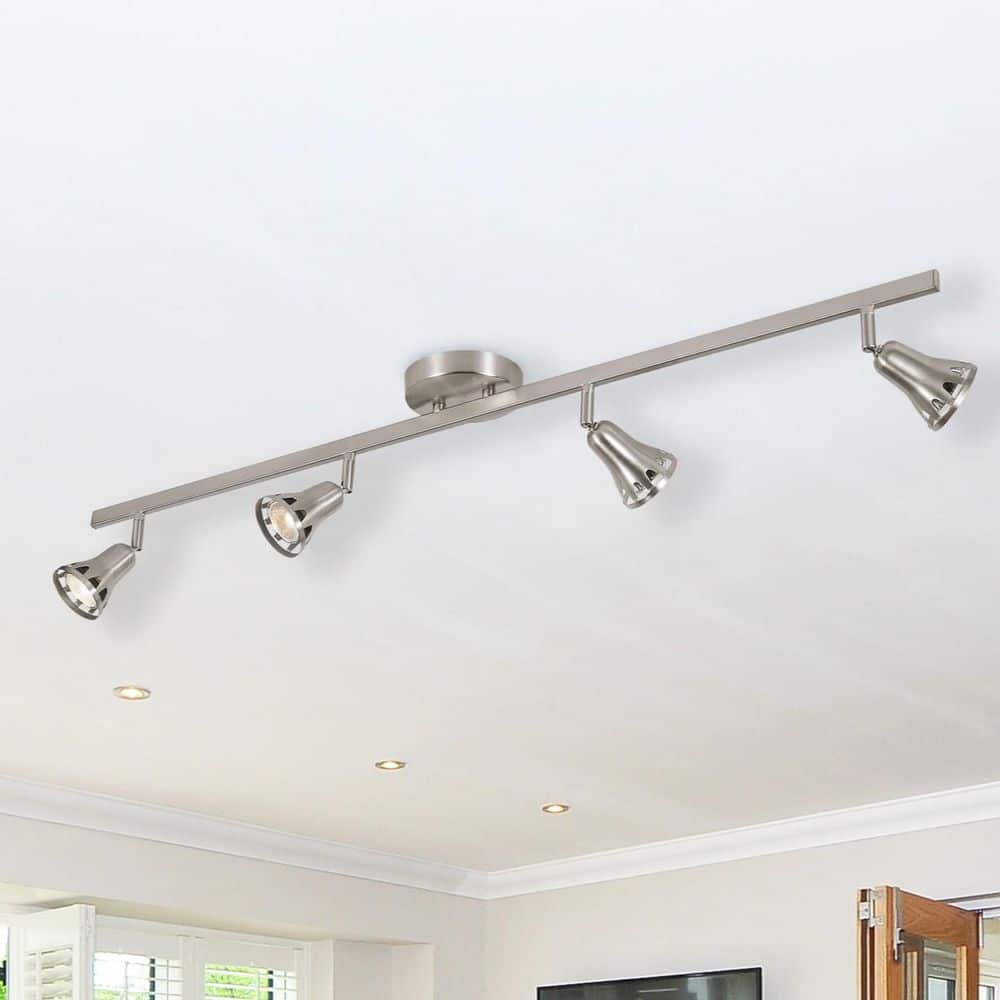 Renew 3.25 ft. 4-Light Brushed Nickel Track Light Fixture with Adjustable Heads