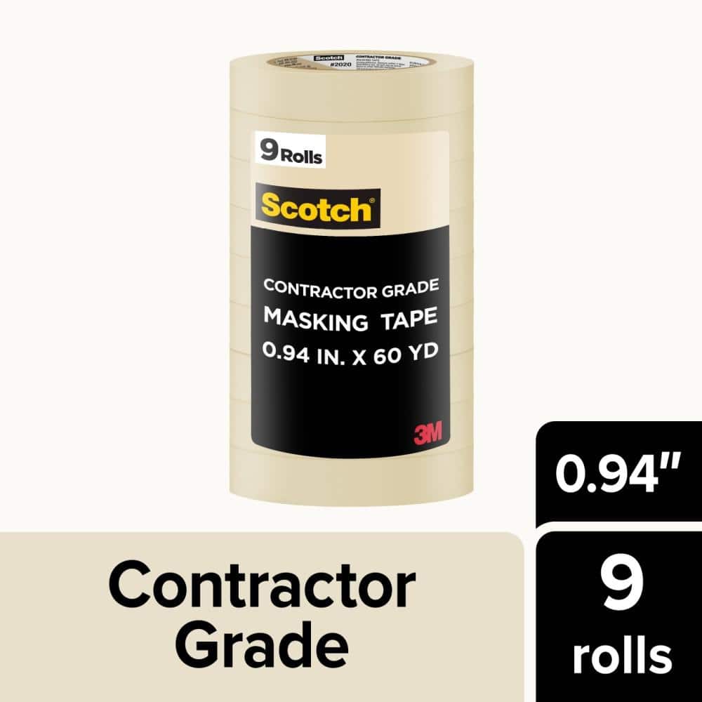Scotch 0.94 In. x 60.1 Yds. Multi-Surface Contractor Grade Tan Masking Tape (9 Rolls)