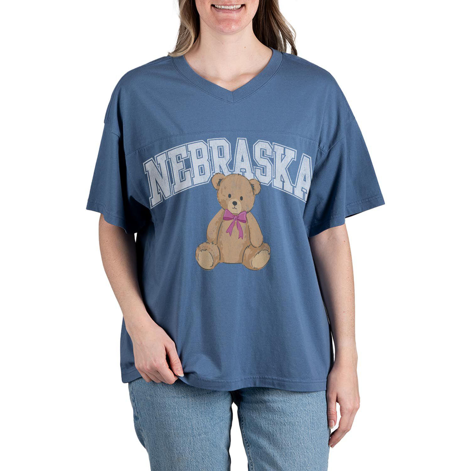 State of Mine Women's Teddy Bear State T-Shirt - Nebraska XS:- Nebraska, XS