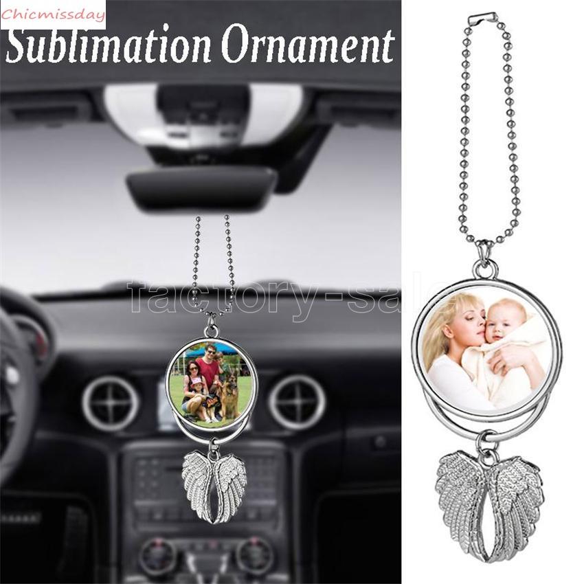 Sublimation Big Wings Necklaces Pendants Sublimation Blanks Car Pendant Angel Wing Rearview Mirror Decoration Hanging Charm Ornaments