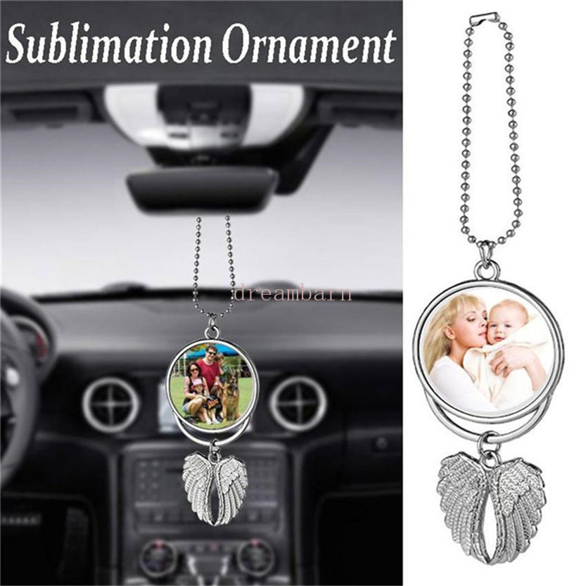 Sublimation Big Wings Necklaces Pendants Sublimation Blanks Car Pendant Angel Wing Rearview Mirror Decoration Hanging Charm