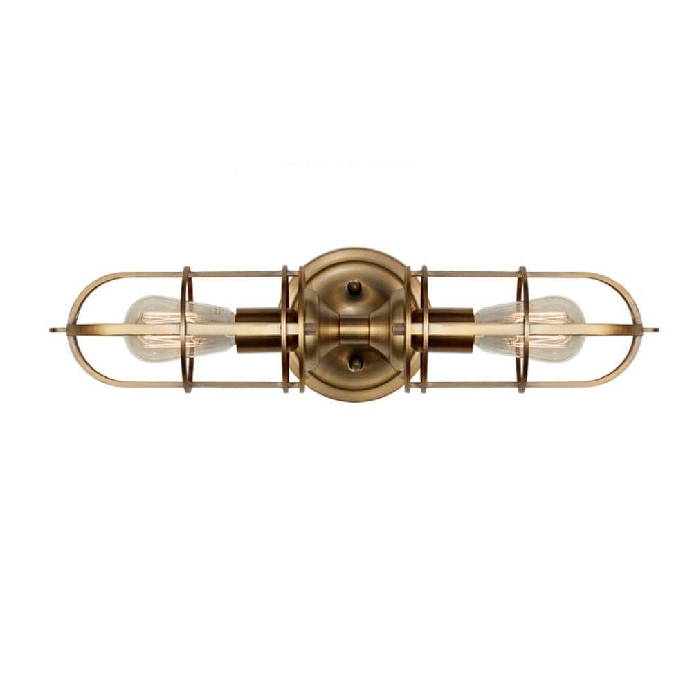 Urban Renewal 2-Light Industrial Vintage Dark Antique Brass Wall Bathroom Vanity Light
