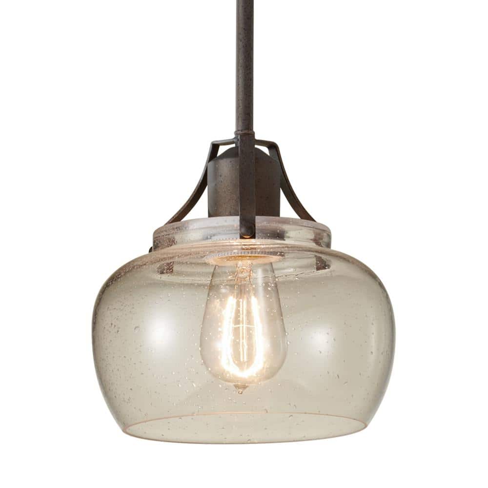 Urban Renewal 8 in. W. 1-Light Rustic Iron Mini Pendant