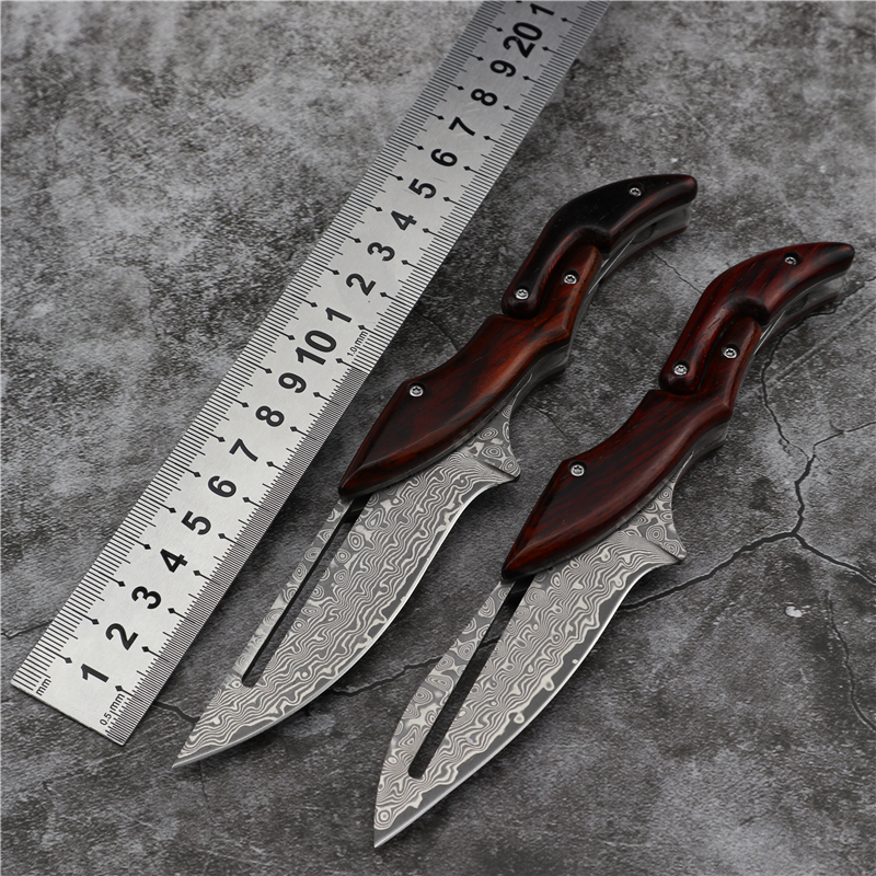 VG10 Damascus Knives Tactical Camping Hunting Mechanical Folding Knife Fixed Blade Outdoor Survival EDC Pocket Self-defense Tools