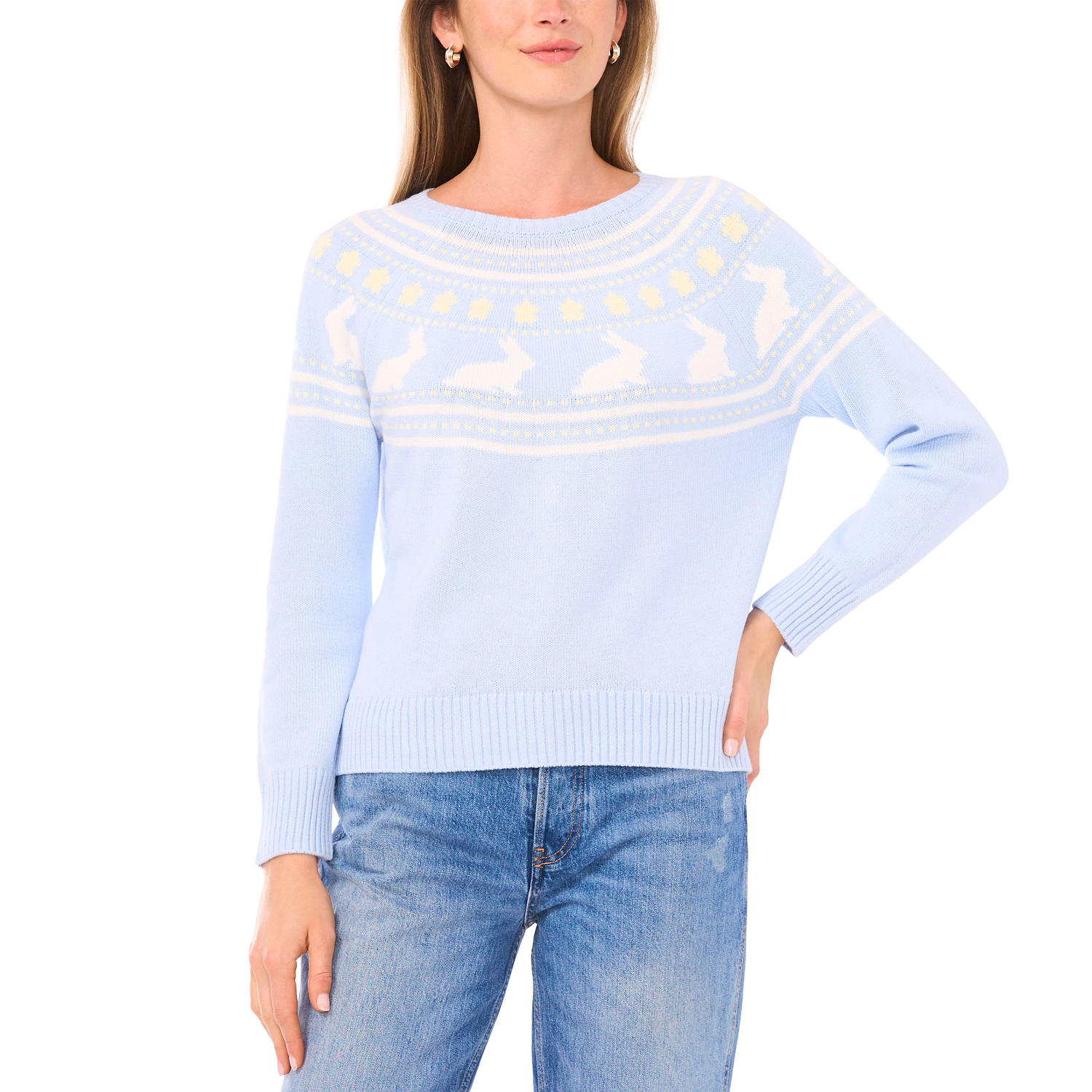 VINCE CAMUTO EASTER SWEATER - LIGHT BLUE XS:- Light Blue, XS