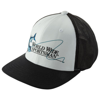 World Wide Sportsman Logo Front Mesh-Back Fitted Cap - White/Black - M/L