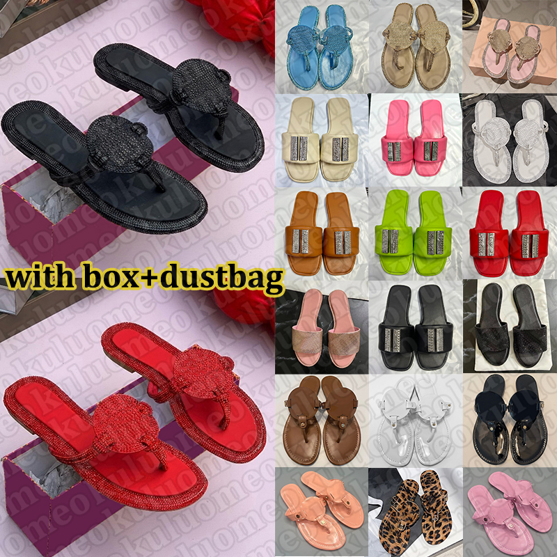 free shipping with box designer sandals Diamond Sparkling Rhinestones slippers Glossy Patent Leather sandal Strappy Summer Womens Slides flip flops
