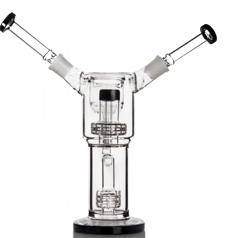 high quality Black solid base hookahs Glass Bongs with slits rocket perc tube Water Pipe with 18 mm joint