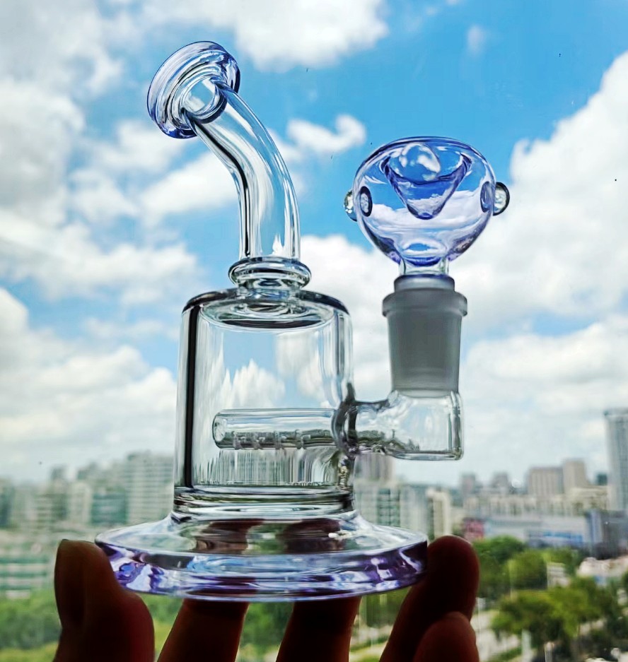 hookah Mini Pocket Glass Bongs Thick Glass Water Pipe Dual Bubble 2 Function Recycler Oil Bong 14 mm oil burner thick