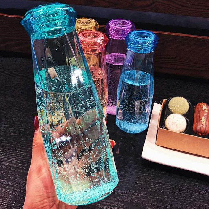plastic Water Bottle Fashion Travel Mug Sport Water Bottles Camping Hiking Kettle Drink Cup Diamond Gift FY450