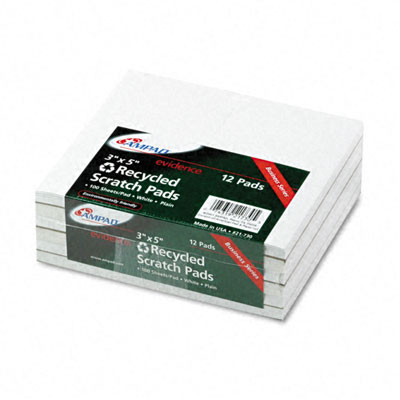 21730 Evidence Recycled Scratch Pad Notebook Unruled 3 x 5 WE 100-Sheet Dz