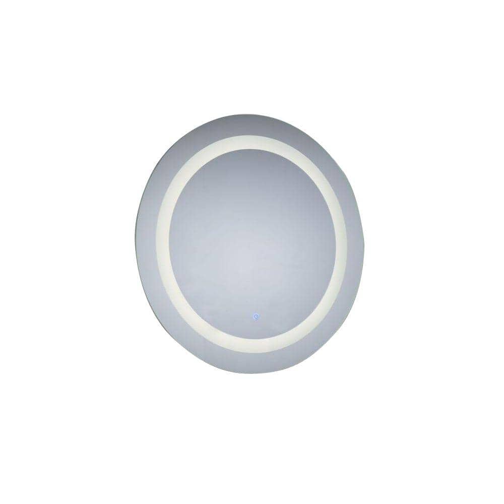 24 in. W x 24 in. H Round Frameless Wall Bathroom Vanity Mirror in Silver with LED Light