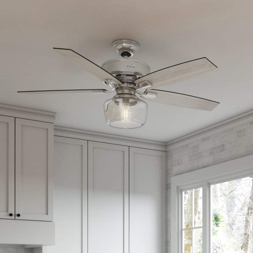 Bennett 52 in. LED Indoor Brushed Nickel Ceiling Fan with Globe Light Kit and Handheld Remote Control