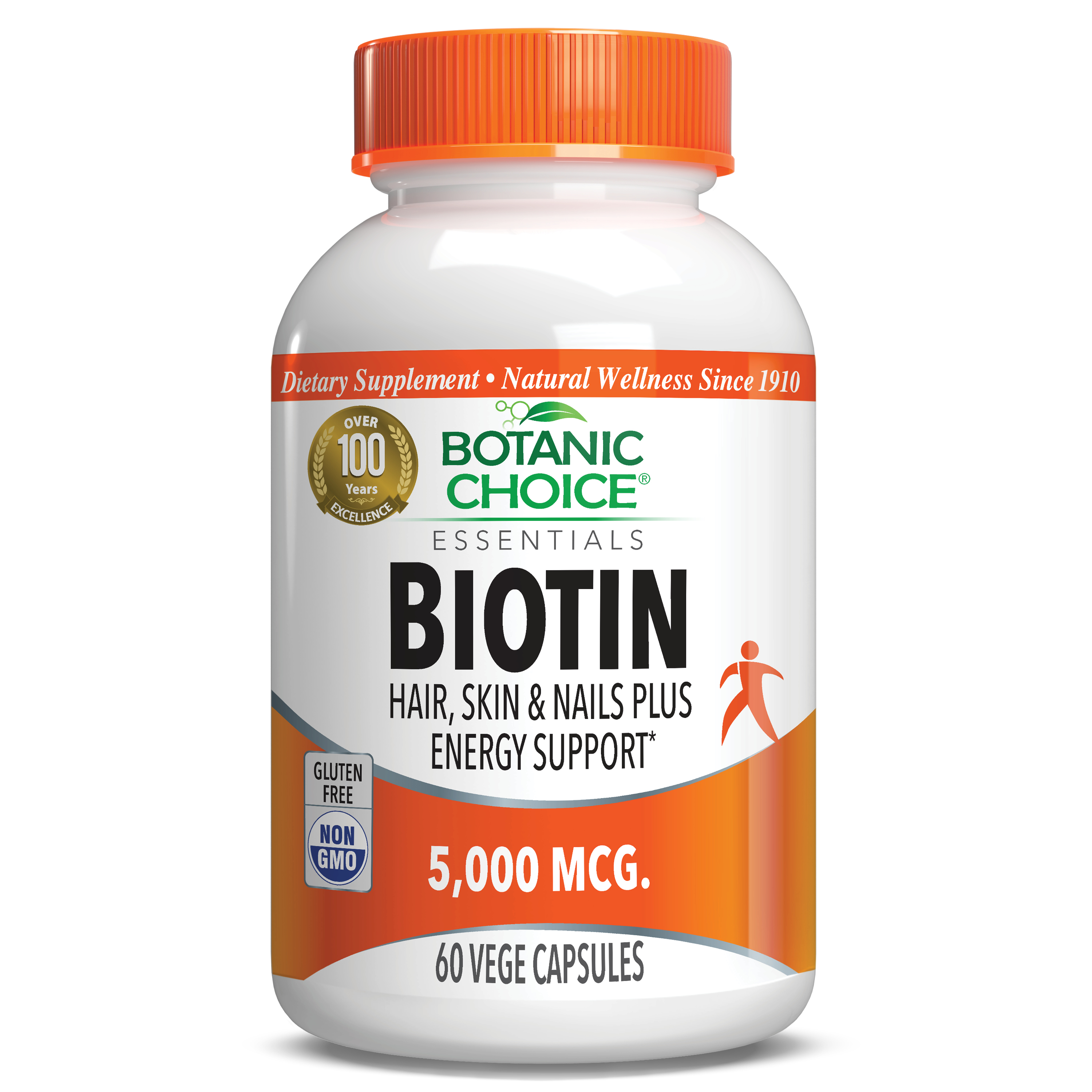 Biotin 5000 mcg - Energy Support Supplement - 60 Vegetarian Capsules