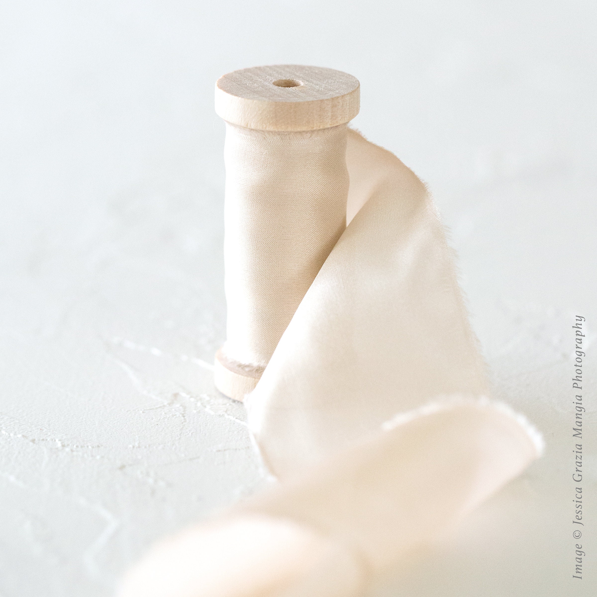 Champagne Silk Ribbon Handmade Classic Style, Wedding Bouquet Ribbon
