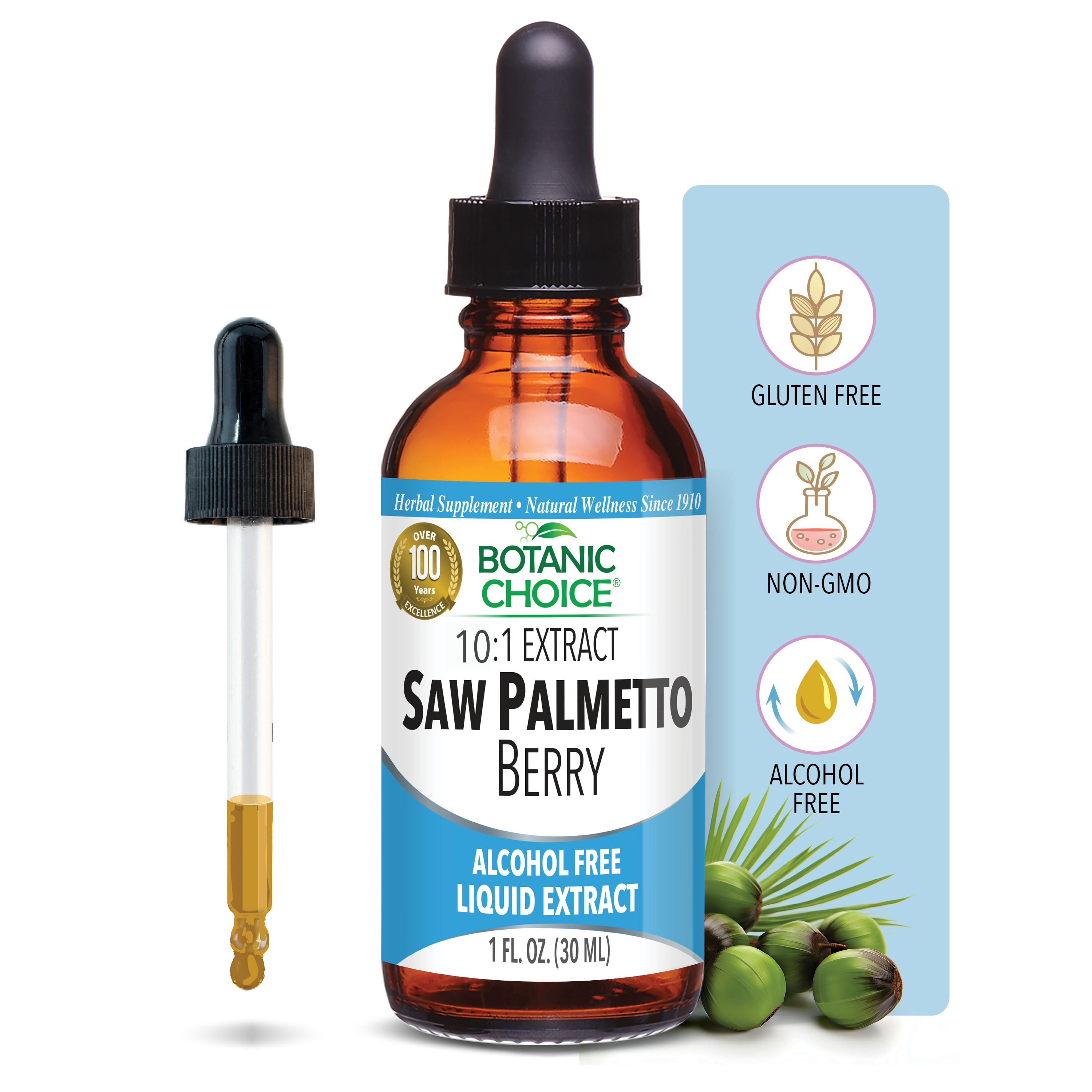Saw Palmetto Berry Liquid Extract - Urinary Support Supplement - 1 Oz
