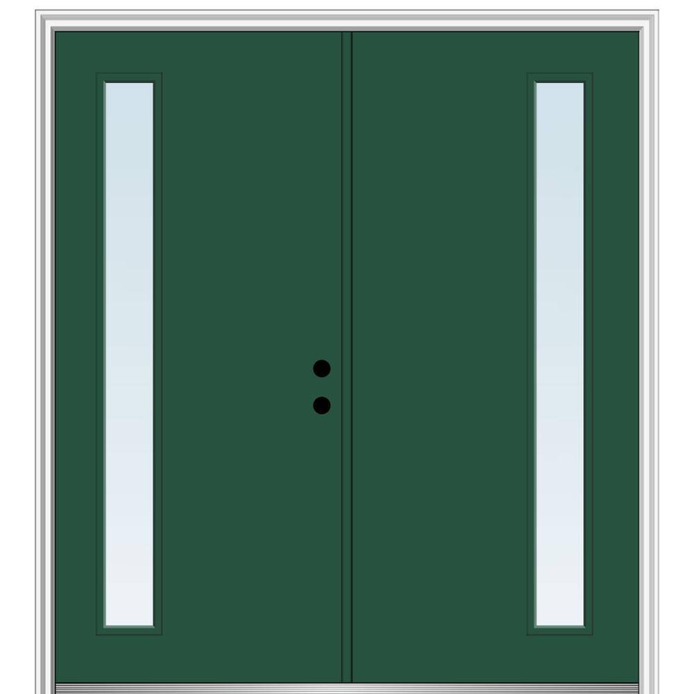 60 in. x 80 in. Viola Left Hand Inswing 1-Lite Clear Low-E Painted Fiberglass Smooth Prehung Front Door