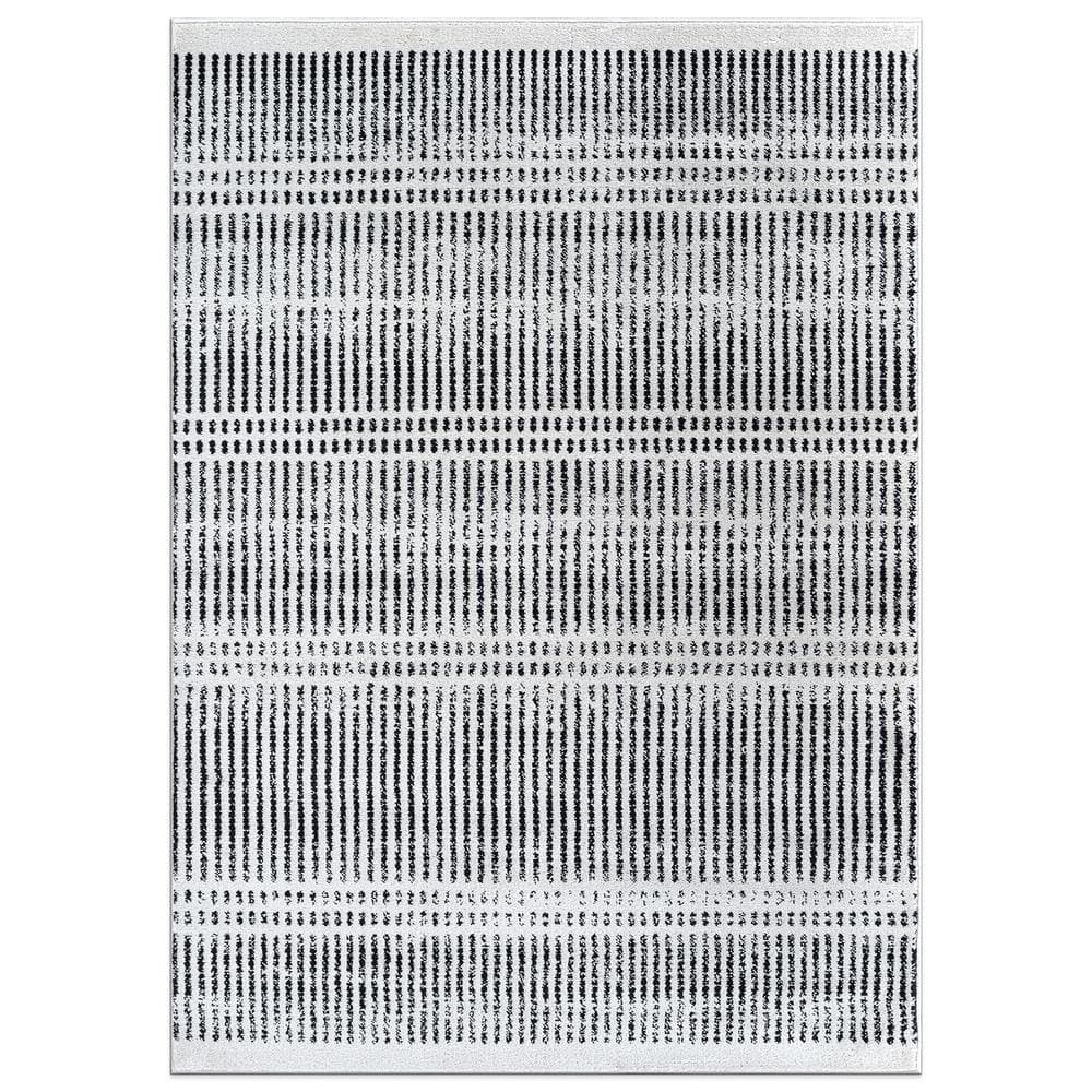 Contemporary Minimalistic Stripe LInes 5 ft. x 7 ft. Area Rug Cream