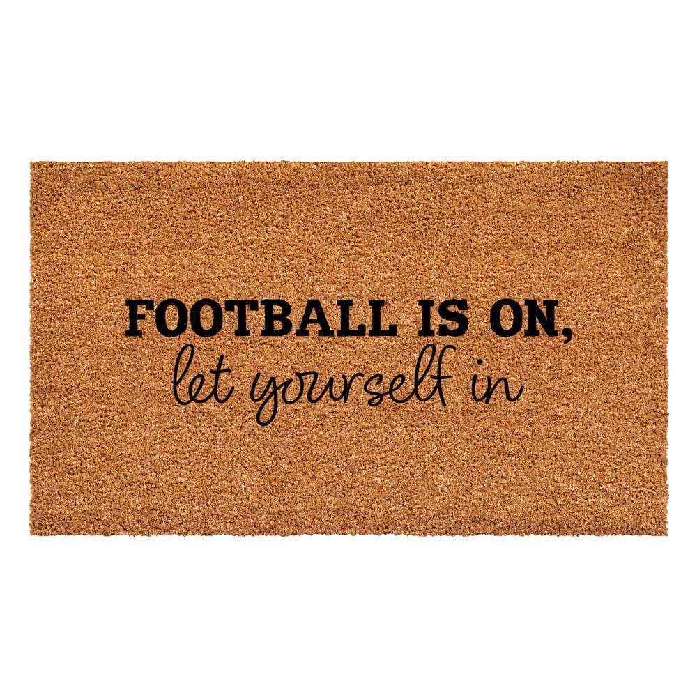 Football is on let yourself in Doormat 24" x 36"