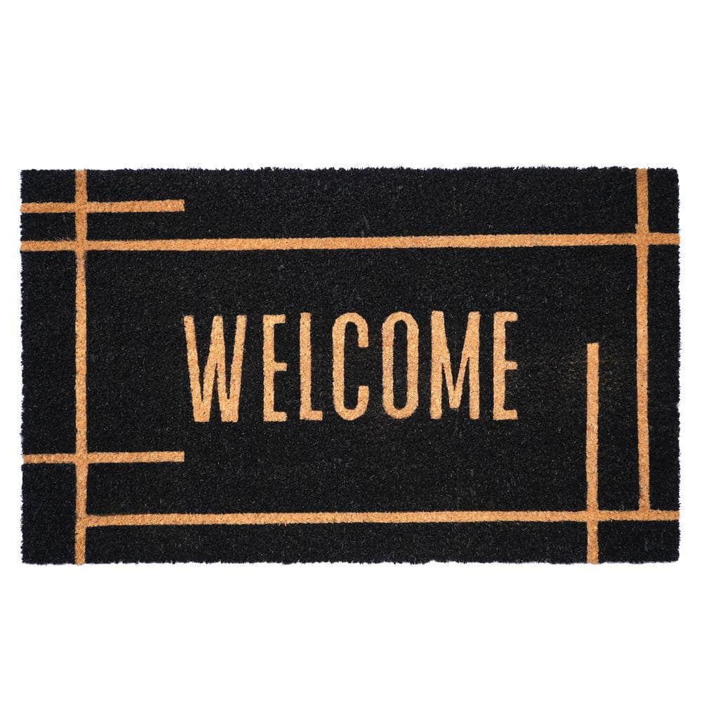 Modern Black Welcome Doormat 17" x 29"