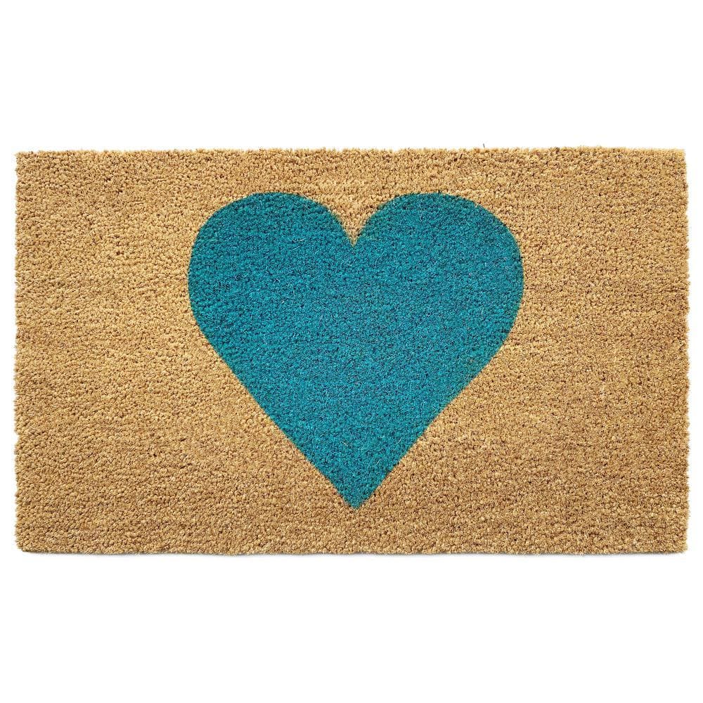 Turquoise Heart Doormat, 36" x 72"