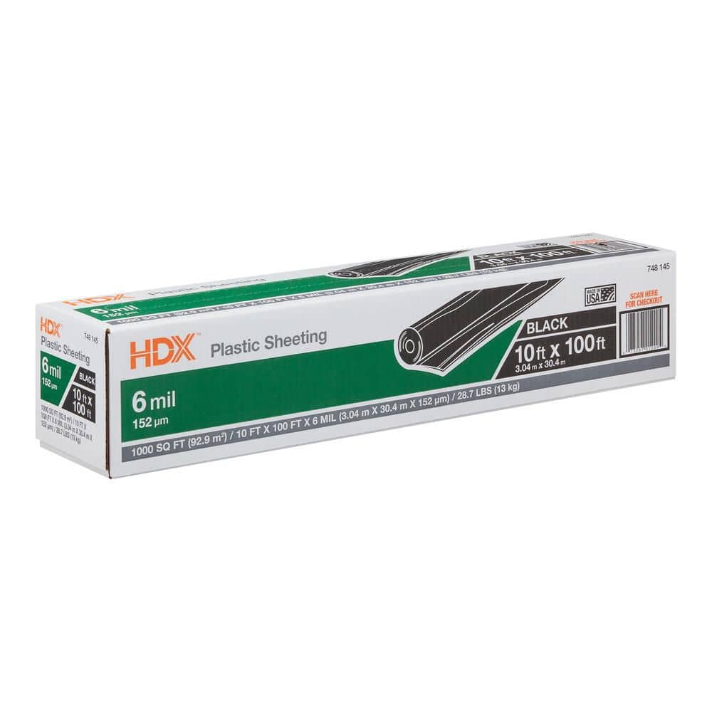 10 ft. x 100 ft. Black 6 mil Plastic Sheeting