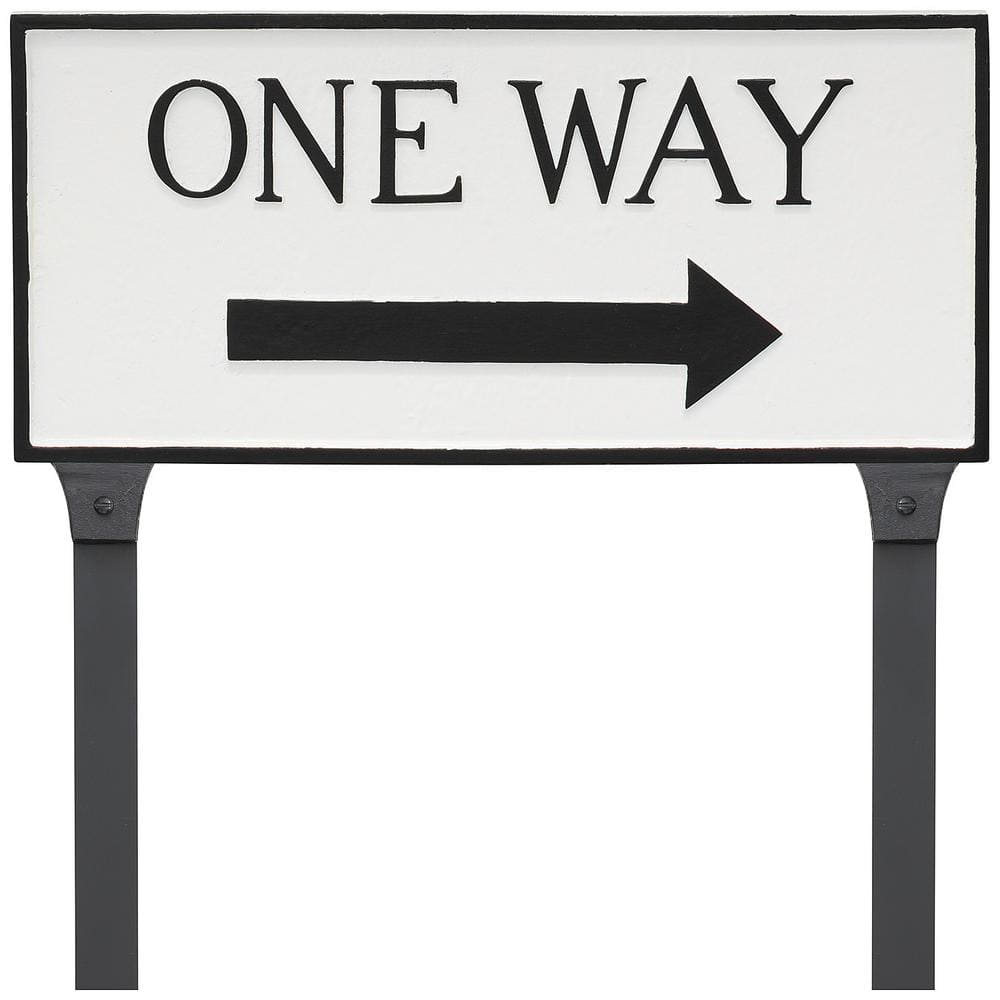 10.25 in. x 21 in. Large Rectangle Right One Way Statement Plaque Sign with Lawn Stakes - White/Black