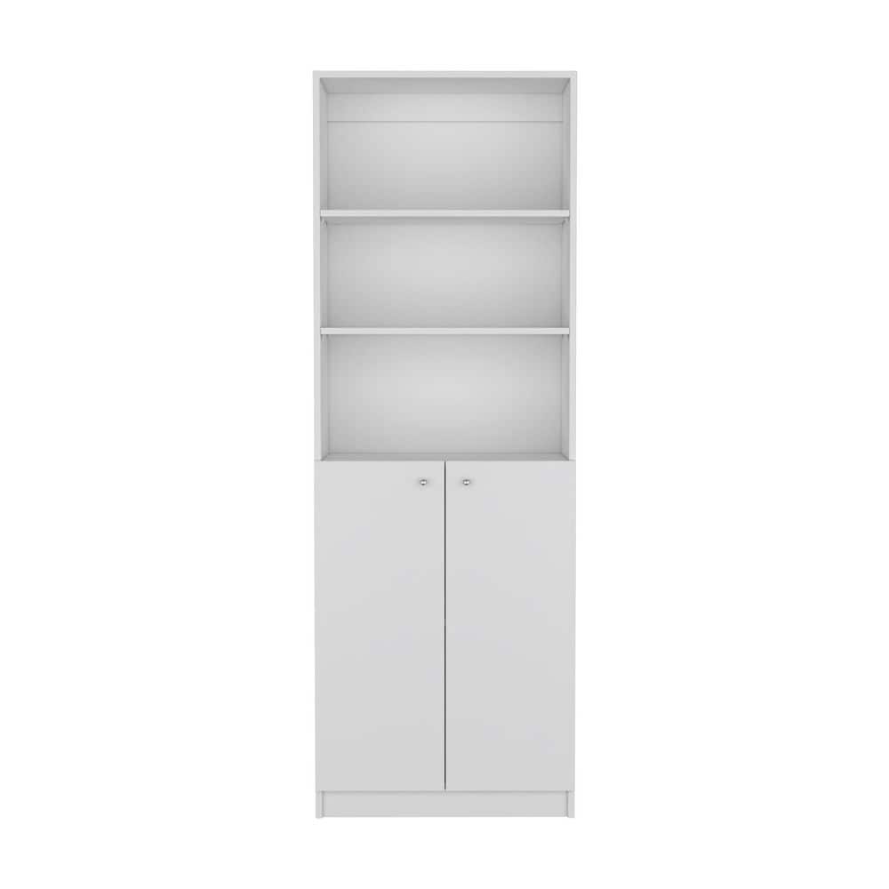 11.80 in. W x 24.70 in. D x 71.10 in. H White Particle Board Freestanding Linen Cabinet with Shelves and Door in White
