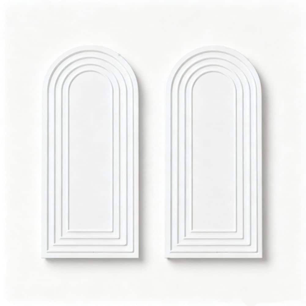 2-Piece Bath Accessory Set in White Wooden Wall Vases Modern Farmhouse Boho Wall Decor for Bathroom Entryway Living Room