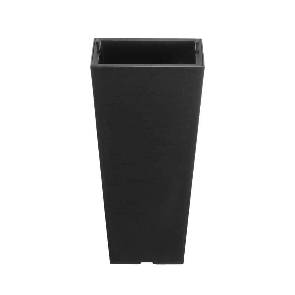 2-Set 22 in. Outdoor Planters with Built-in Drainage for Flower, Tree, Plants, Black Tapered Square Front Porch Planters