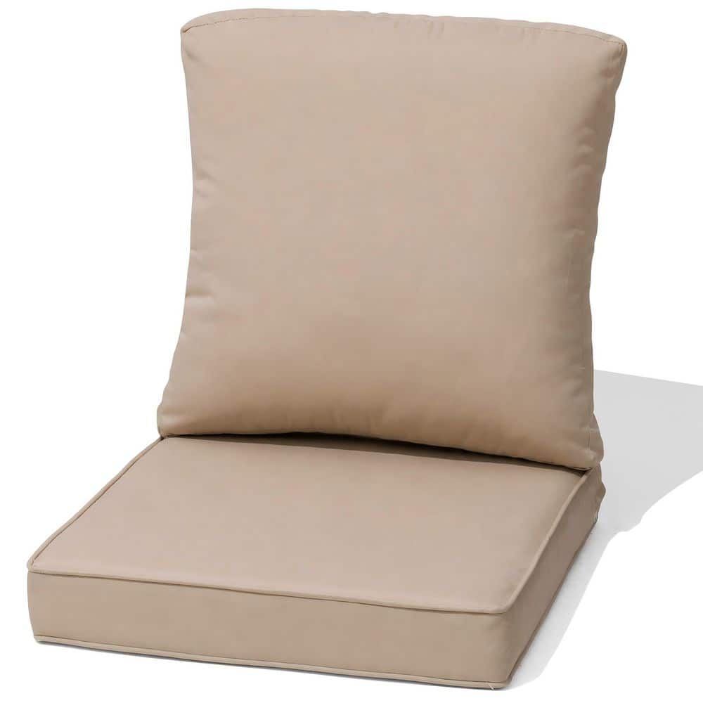 21 x 22 in. Beige Water-Resistant and Fade-Resistant Outdoor Cushions for Patio Furniture