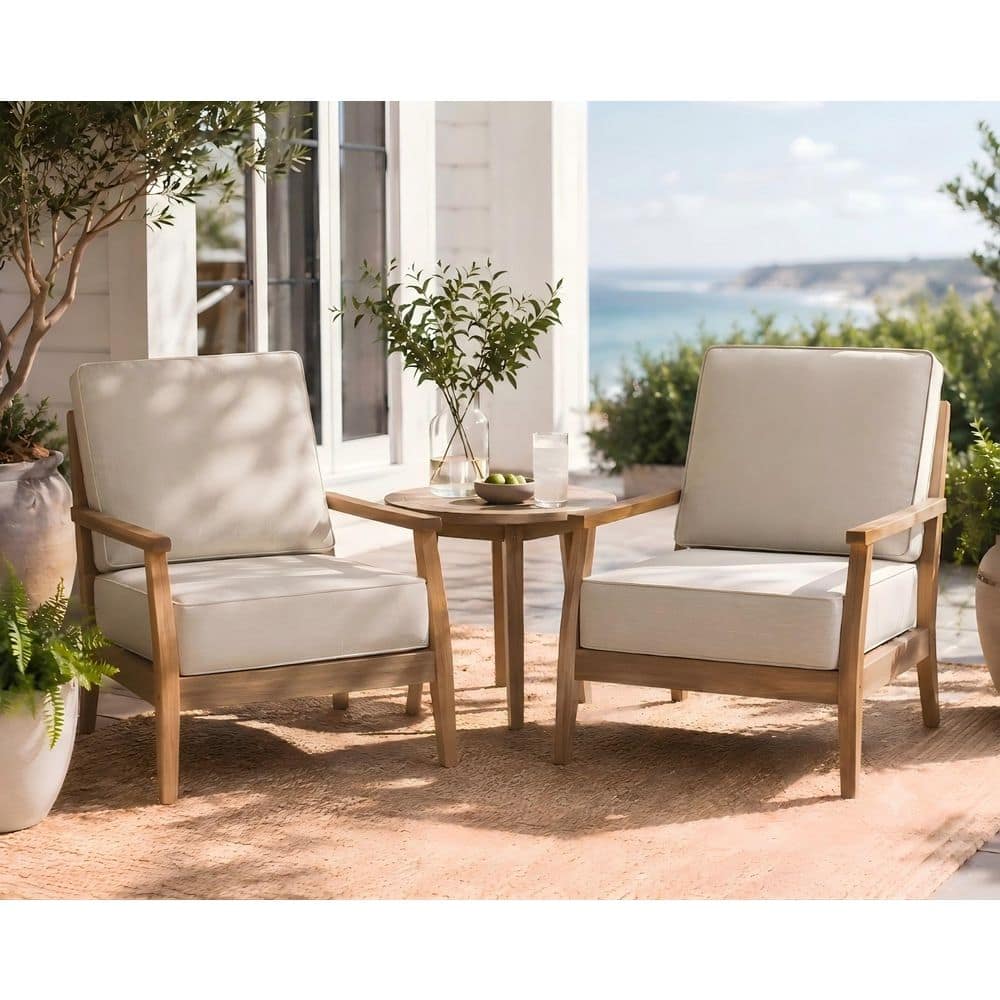 27.6 in. x 24.4 in. Outdoor Couch Cushion in Putty 2-Piece Thickened Patio Deep Seat Sofa Cushions with Removable Cover
