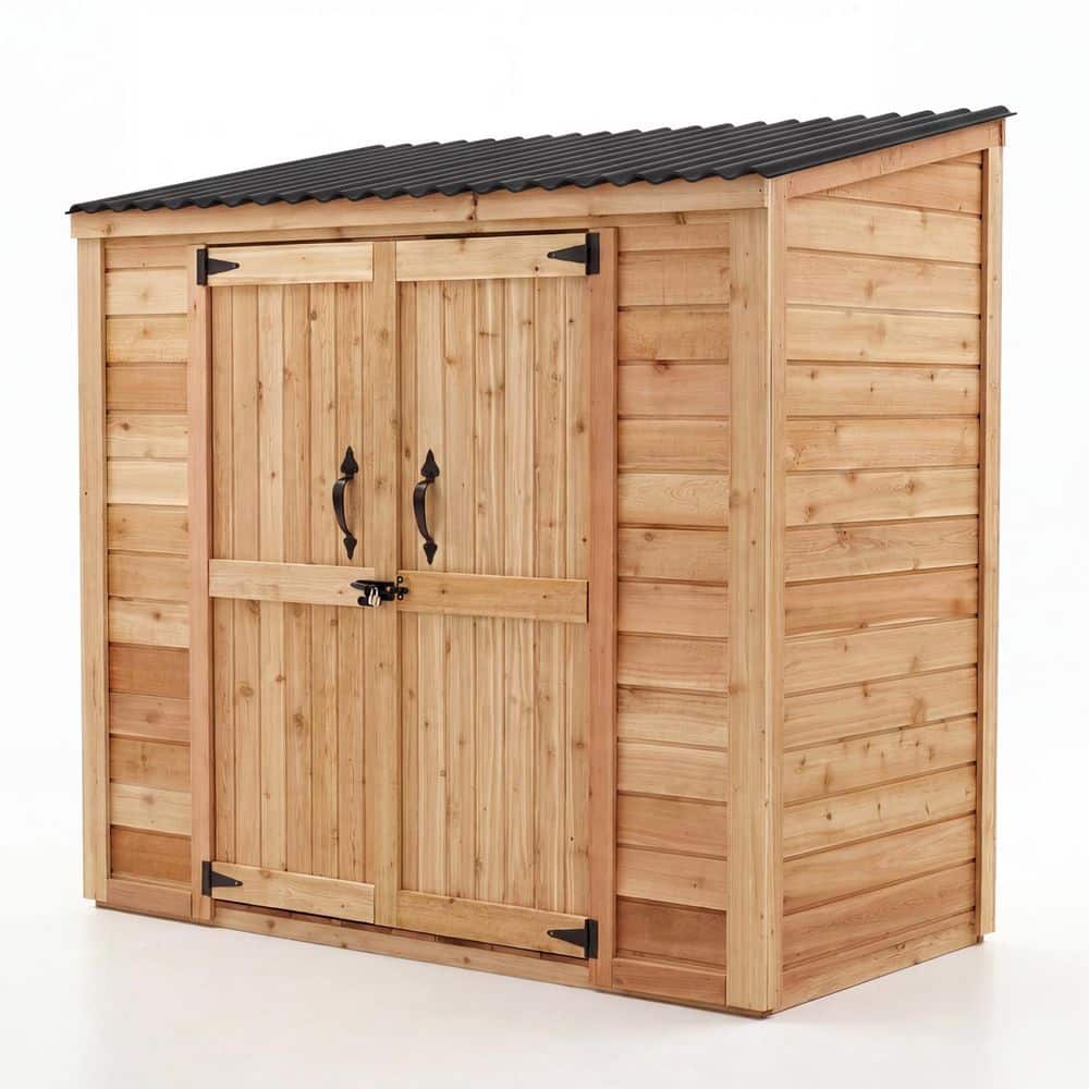6 ft. W x 3 ft. D Cedar Wood Garden Chalet Shed with Double Doors (18 sq. ft.)