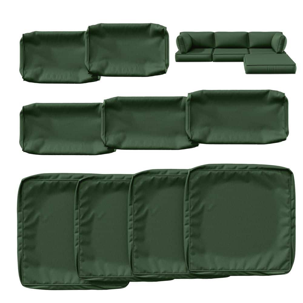 9-Piece Outdoor Patio Cushion Cover, UV and Waterproof Replacement Slipcovers Green ( No Insert )