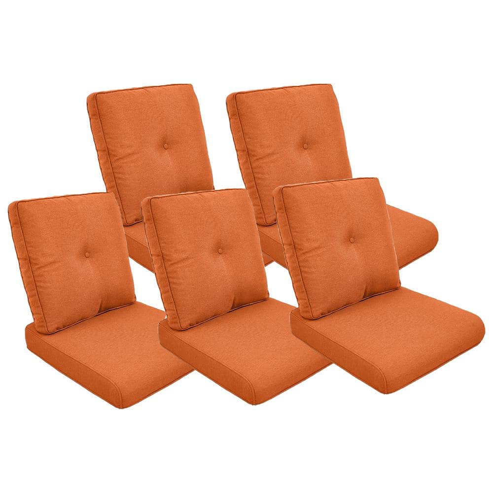 ArcoBay 22 in. x 25 in. x 4 in. 10-Piece Deep Seating Outdoor Lounge Chair Replacement Cushion Set in Orange