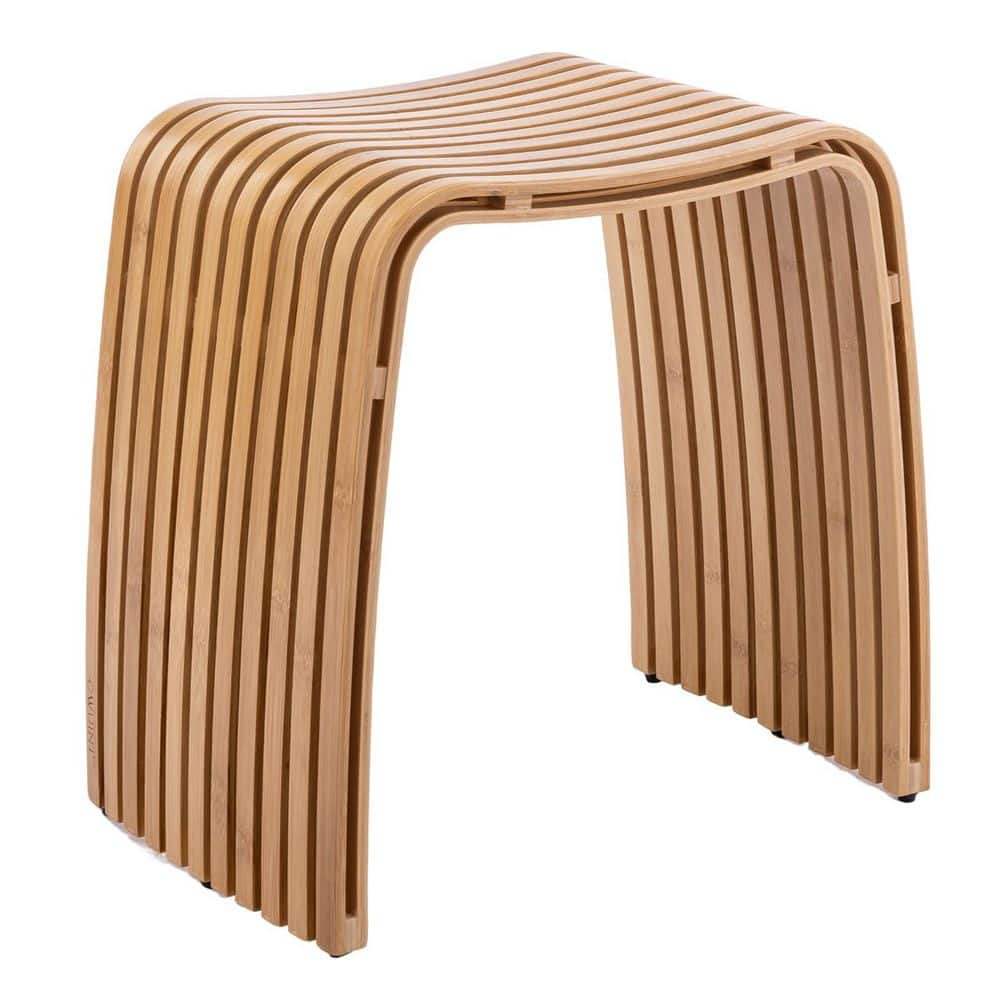 Bamboo Shower Bench in Brown, Non-Slip Shower Stool, Bath Seat for Bathroom, Bedroom, Dining Room and Living Room