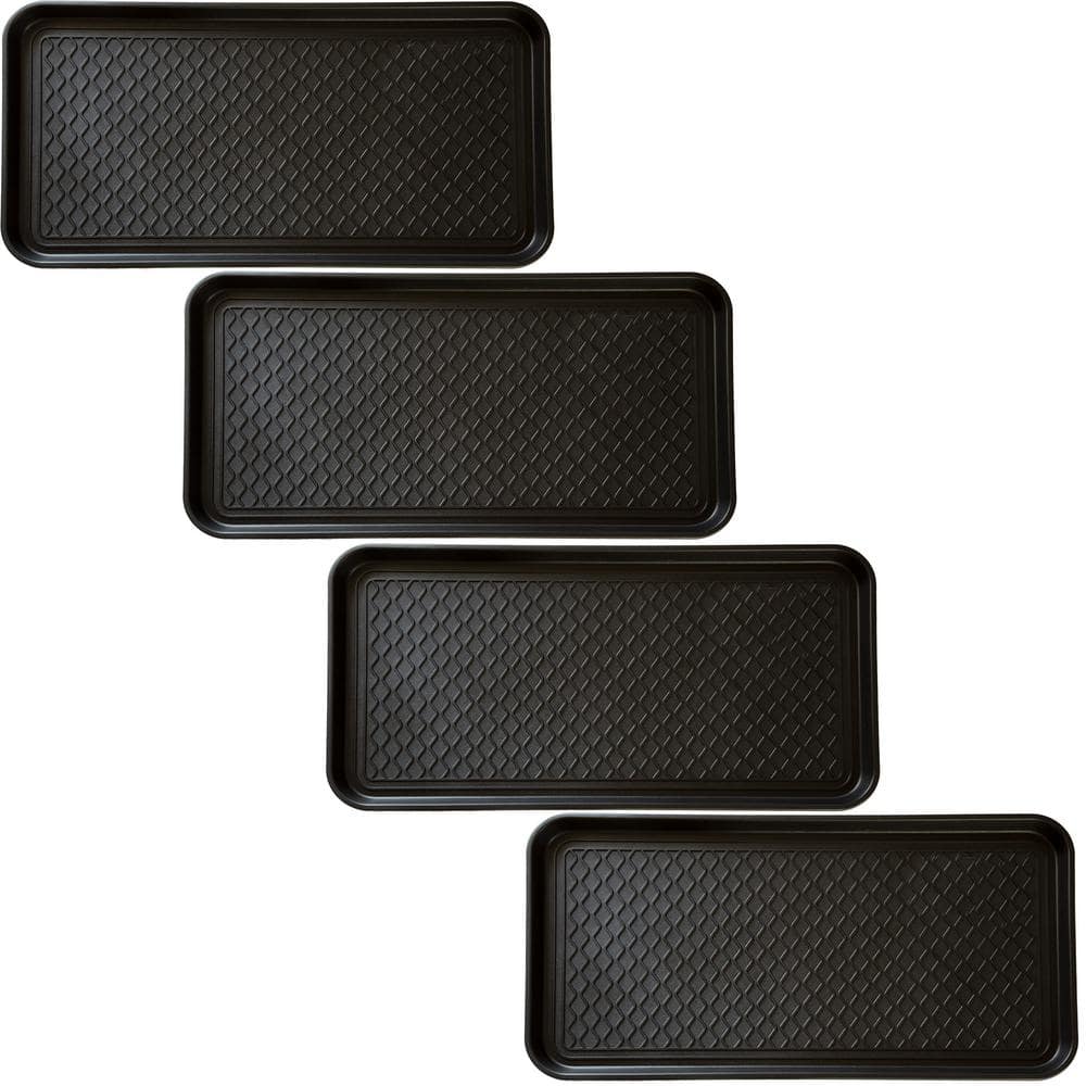 Black 15 in. x 30 in. Large Recycled Polypropylene All Weather Boot Tray (4 Pack)