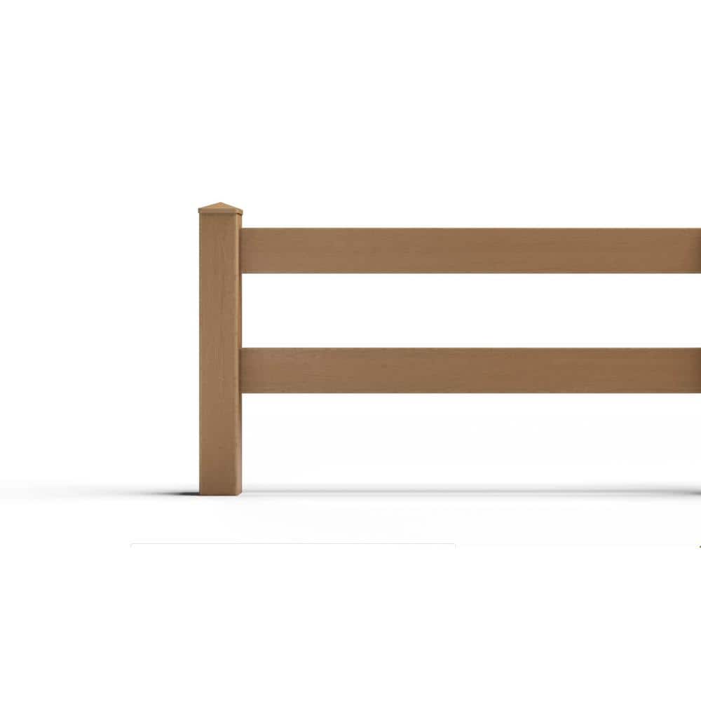 Composite Traiditional Two Board Ranch Rail Fence Panel (3 ft. H x 5.75 ft. W) Timber Brown