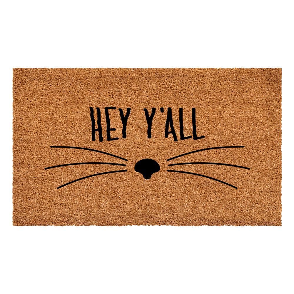 Hey Yall Whiskers Doormat, 17" x 29"
