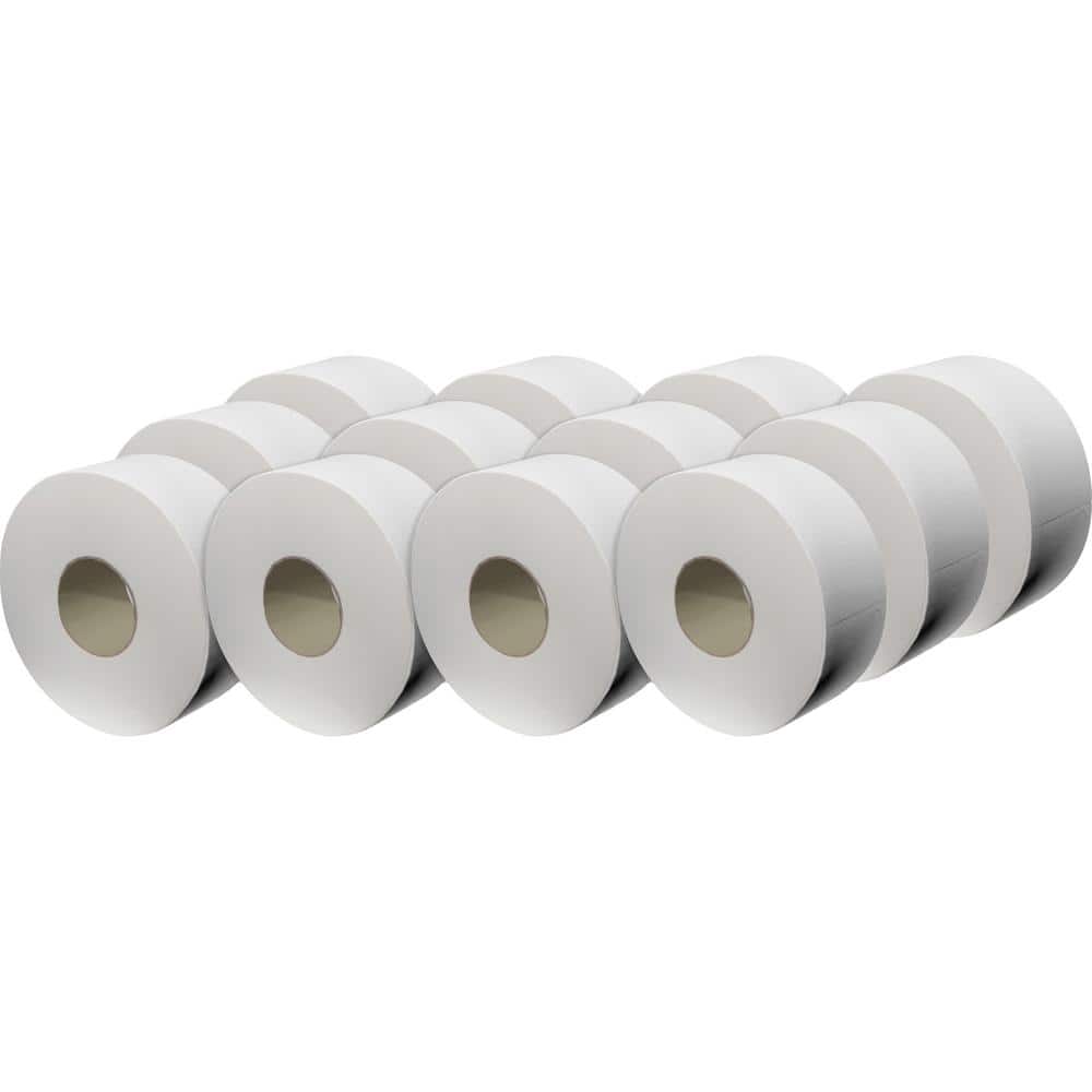 Industrial Jumbo-Size Roll 2-Ply Toilet Paper (1 Non-Perforated Sheet, 12-Rolls per Case)