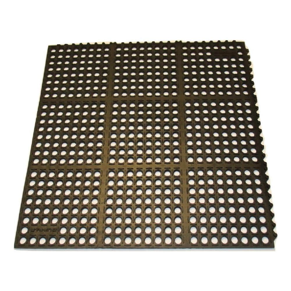 K-Series Black 36 in. x 36 in. x 7/10 in. Drain-Thru Grease-Resistant Rubber Kitchen Mat