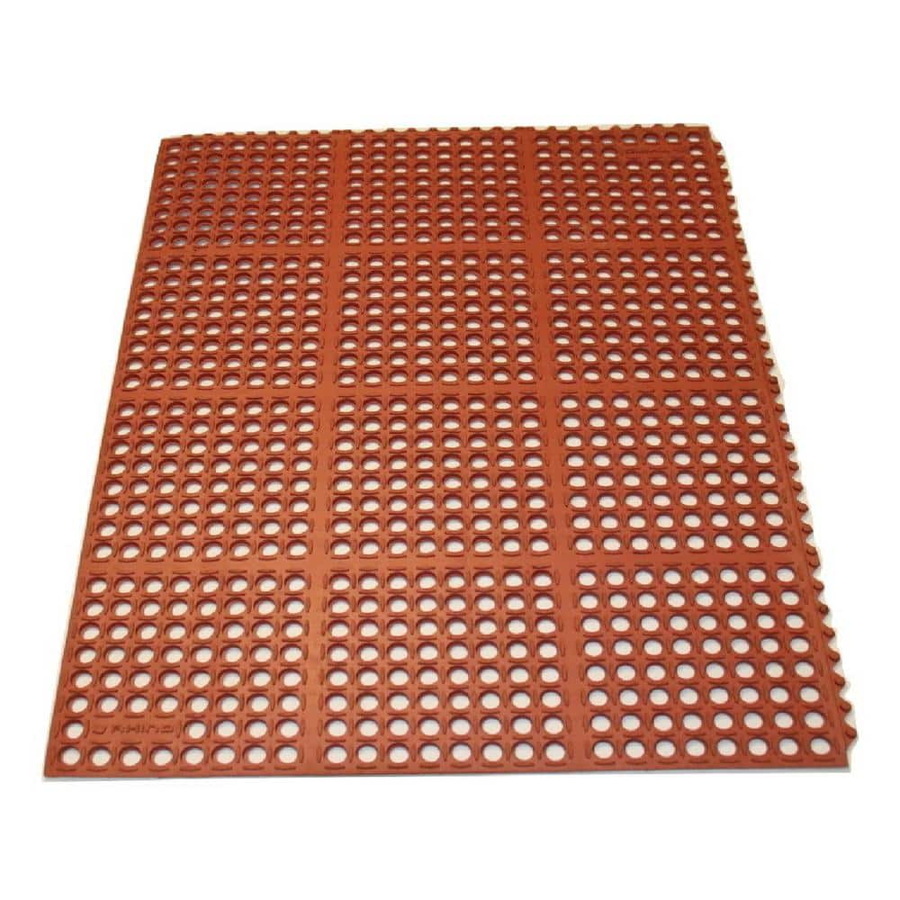 K-Series Terra Cotta 36 in. x 48 in. x 7/10 in. Drain-Thru Grease-Proof Rubber Kitchen Mat