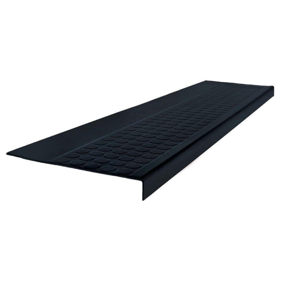 Low Circular Profile Black 12.5 in. x 60 in. Rubber Square Nose Stair Tread