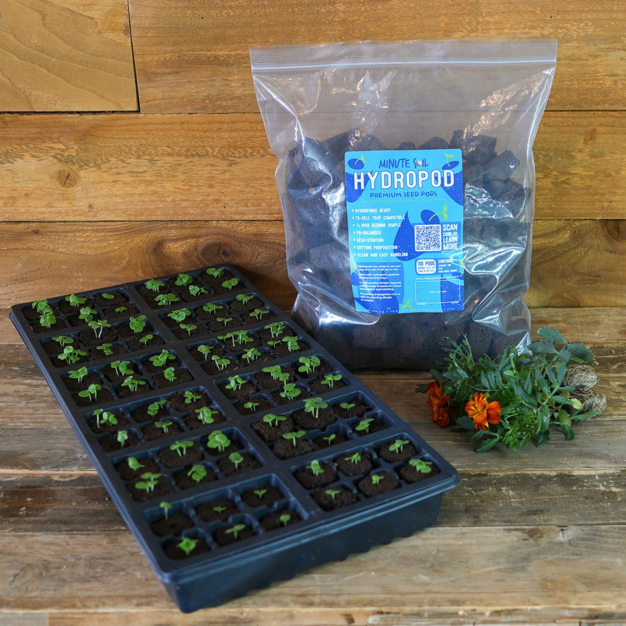 Minute Soil - HydroPods - 100 Pack - Seed Starter Plug - Buy Non-GMO Farm & Gardening Seeds Online - Bulk Available - High Germi